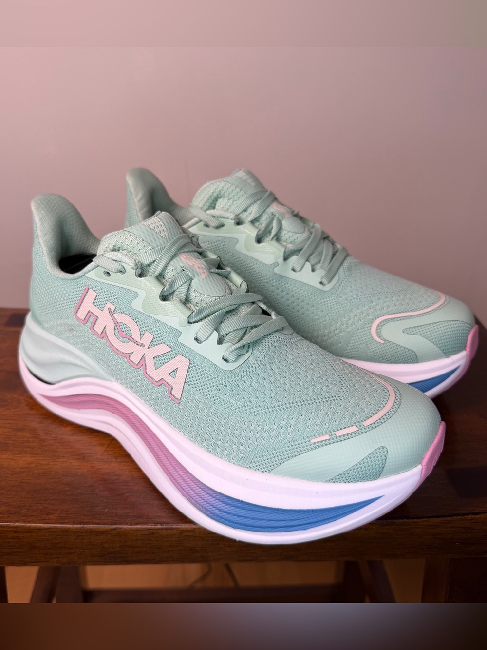 HOKA Skyward X Womens 7.5 B Mint Fluorite Blue Spark Running Shoes 1147912 NWOB